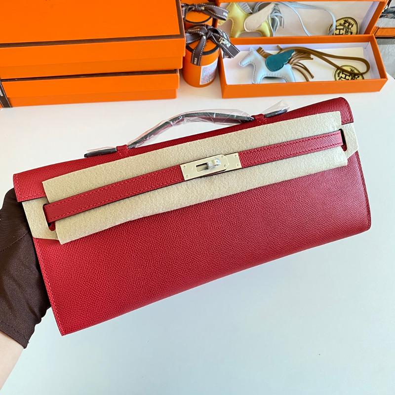 Hermes Kelly Cut31 EP Silver Button Q5 Flag Red